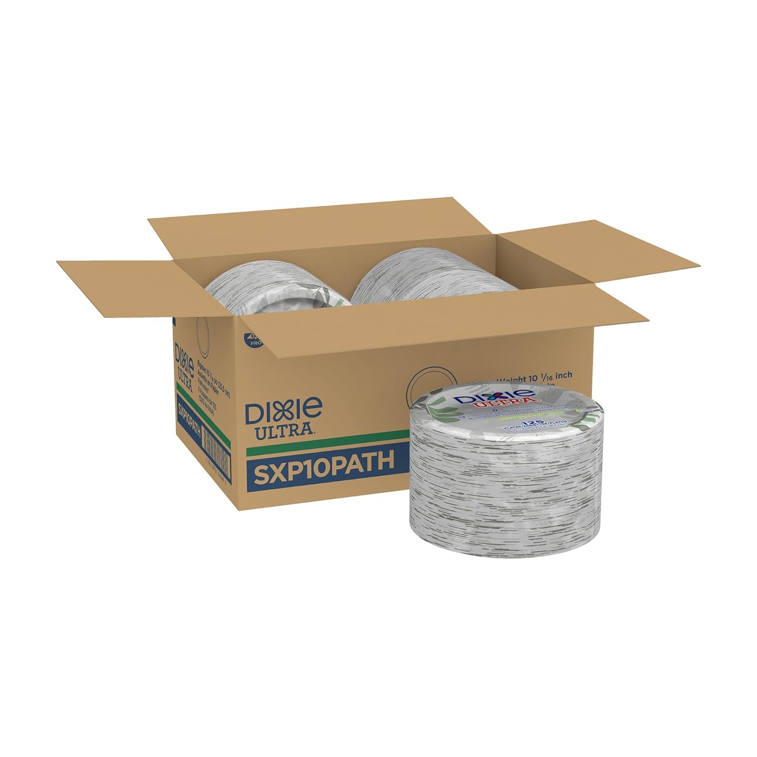 Dixie Ultra 10 Inch Heavy-Weight Paper Plates By GP PRO, Pathways Botanical Design, 500 Count (125 Disposable Plates Per Pack, 4 Packs Per Case), SXP10PATH