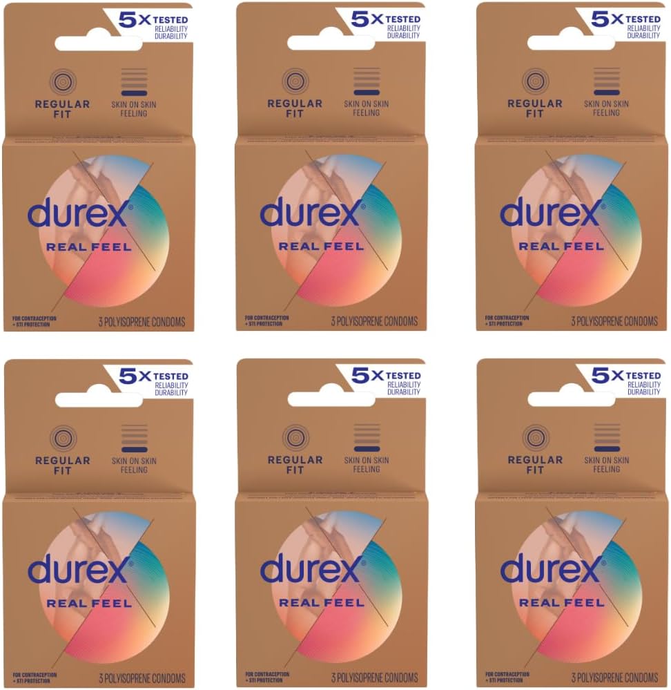 Durex Avanti Bare RealFeel Non-Latex Condom, 3 Count (Pack of 6)