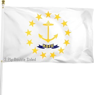 XIFAN Double Sided Rhode Island State Flag 3x5 ft, Heavy Duty 3 Ply Durable Polyester, RI Flag with Vibrant Print/4 Rows Hemming/Brass Grommets for Indoor Outdoor Decor