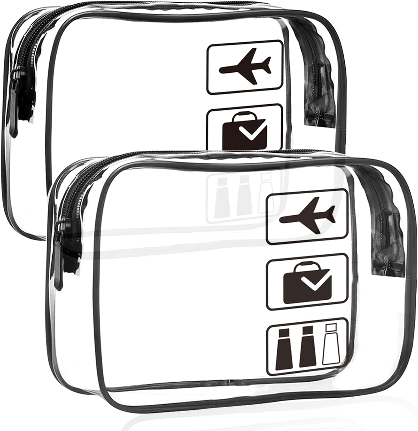 KOOSREEL Clear Travel Toiletries Bag, 2 Pack TSA Approved Toiletry Bag with Zippers Travel Essentials PVC Waterproof Cosmetic Clear Makeup Bag for Women and Men