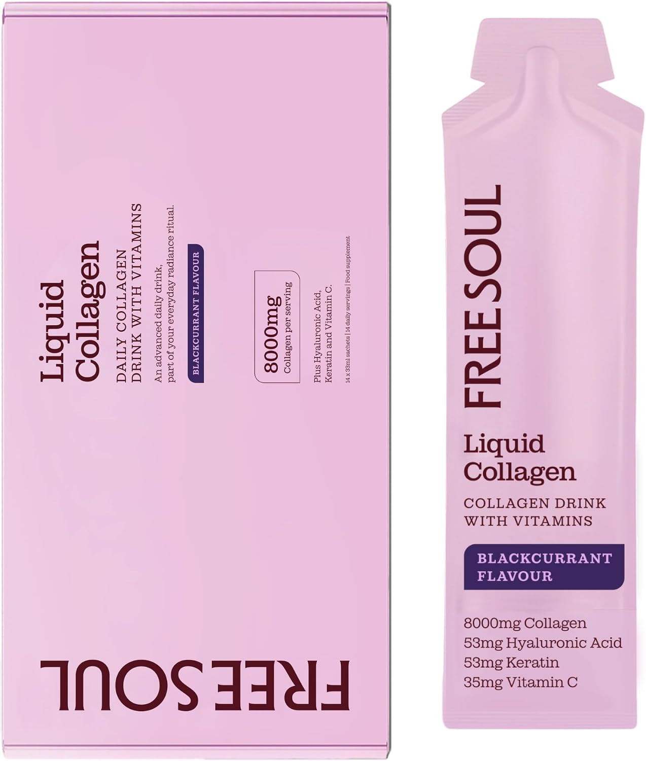 Marine Liquid Collagen 8000mg with Hyaluronic Acid, Keratin, & Vitamin C