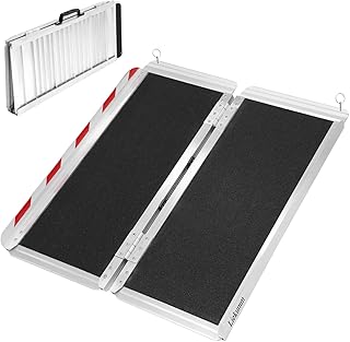 LIEKUMM 3FT Wheelchair Ramp, 29.9" Wider Portable Wheelchair Ramp, 600LBS Capacity Folding Handicap Ramp, Portable ramps for Wheelchairs, Wheelchair Ramps for Home, Stairs, Doorways and Curbs