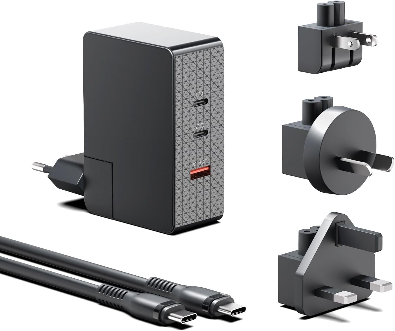 KFD 3-Port 100W 90W 65W USB C GaN PPS AFC SCP Charger for LG Gram Samsung Galaxy Book3 Book2 Lenovo Dell XPS ASUS ROG Ally Gaming Console Meta Quest 2 3 Pro VR Headset DJI Drones Power Supply Adapter