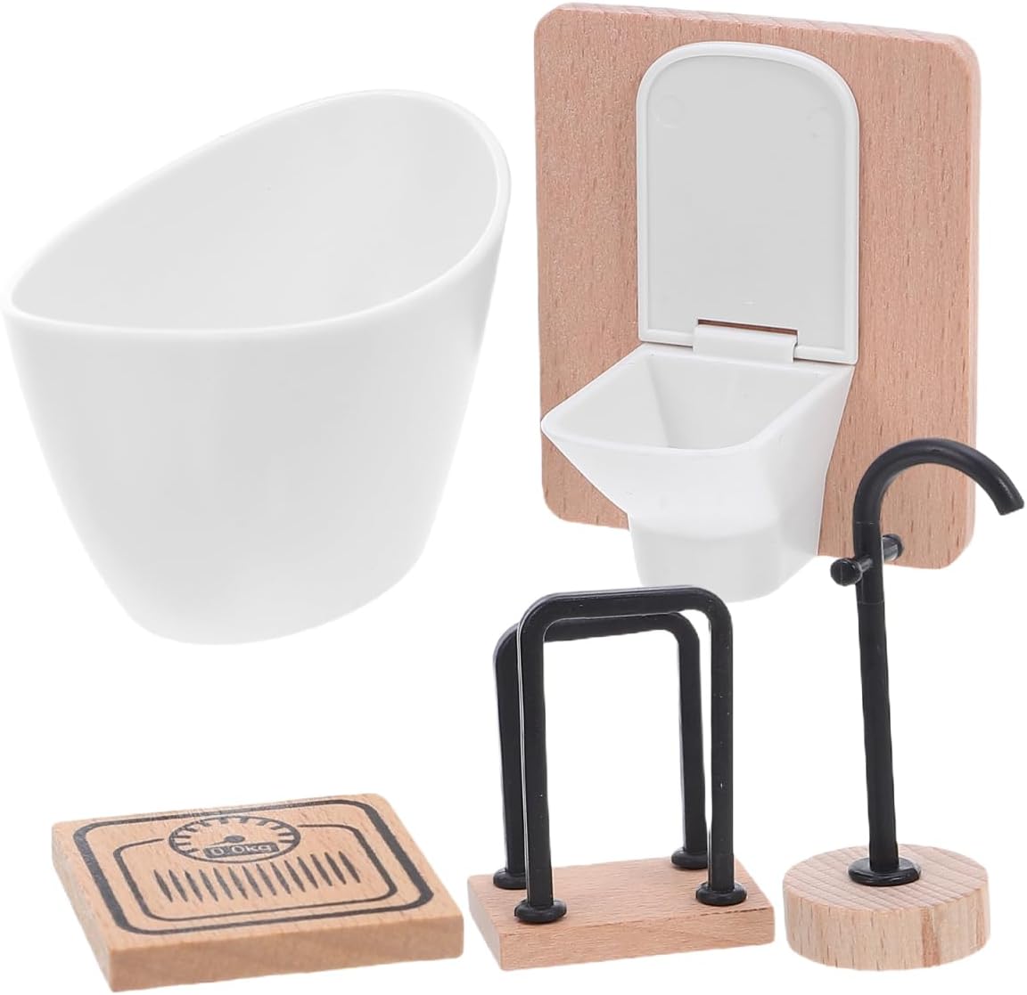 Miniature Dollhouse Bathroom Set: 1:12 Scale Realistic Furniture Toilet Bathtub Sink Model Mini Shower Room DIY Adornments Accessories Decoration