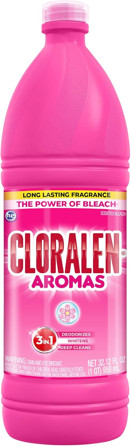 Cloralen Aromas Household Cleaning Liquid Bleach - 32.12 fl oz - 3-in-1 Multipurpose Cleaner for Laundry, Bathroom & Kitchen - Long-Lasting Fragrance