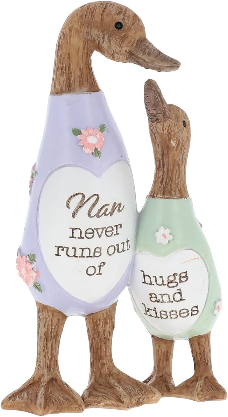 Shudehill Giftware Daisy Message Cute Wooden Duck Ornament - Mum, Nan, Friends, Family and More Sentimental Messages, Gift Ideas For Her (Nan)