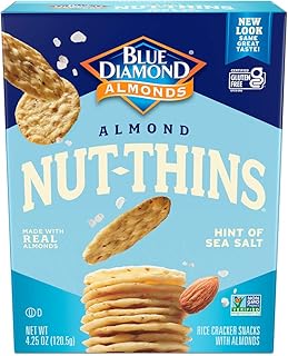 Blue Diamond Almonds Nut Thins Gluten Free Cracker Crisps, Hint of Sea Salt, 4.25 Oz Boxes (Pack of 6)