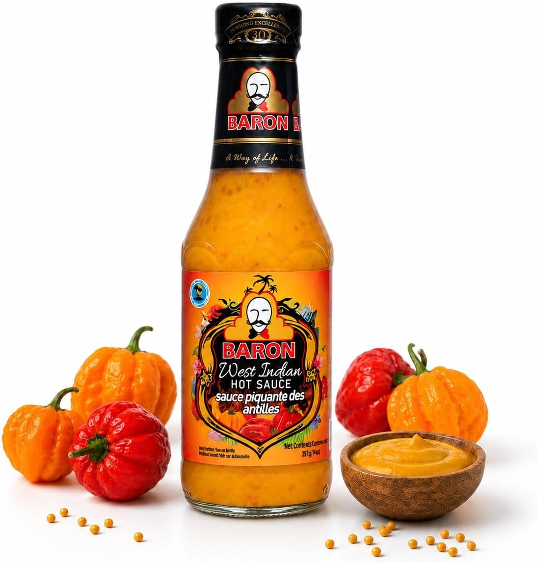 Baron West Indian Hot Sauce 397g / 14 oz