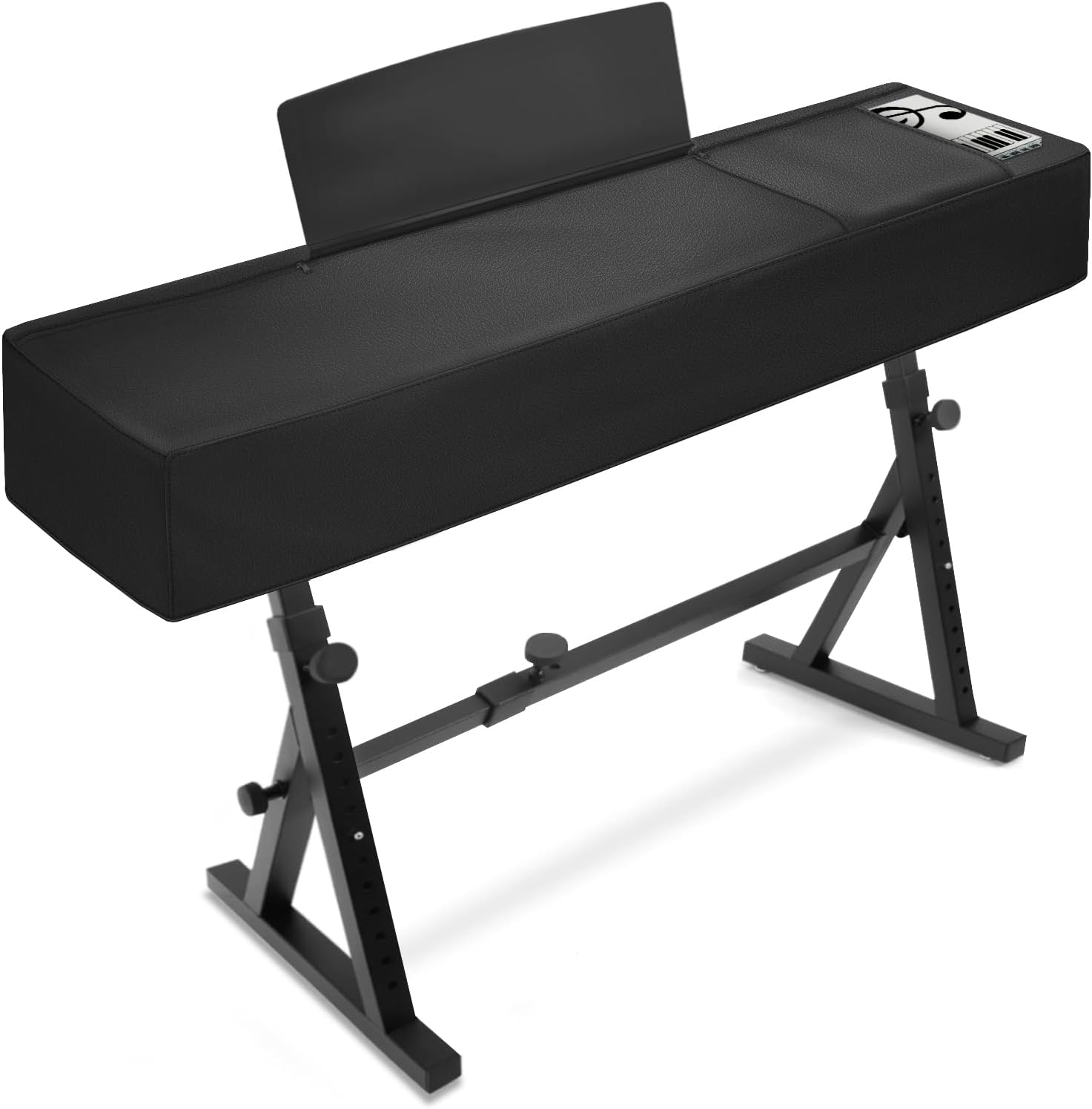 Explore Land 88 Keys Digital Piano Dust Cover with Music Stand Opening and Pockets - Waterproof Leatherette Electronic Keyboard Cover Fits for Most Piano(Black)