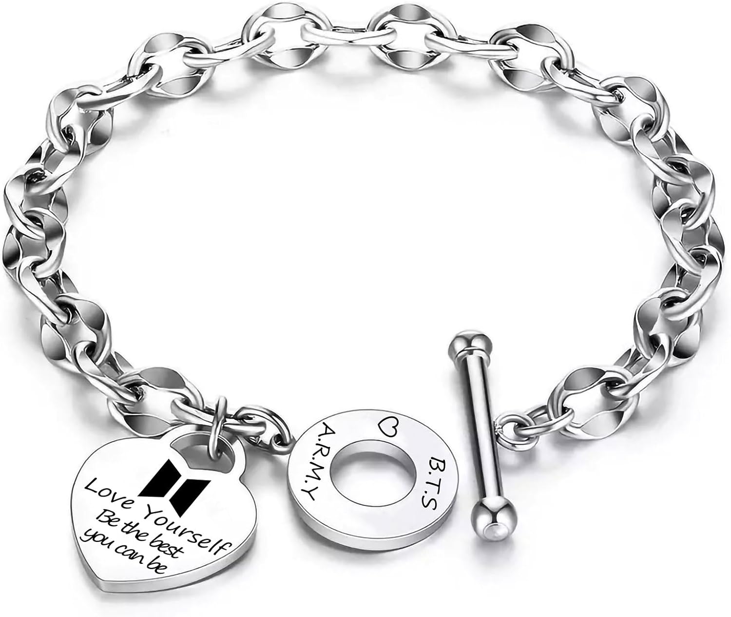 Elie&Eason BTS Bracelet, BTS Bracelet Jewelry, Stainless Steel Anime Bracelets Jewelry Concert Accessory BTS Birthday Gift BTS Merchandise Anime Gift for Fans Boys Girls