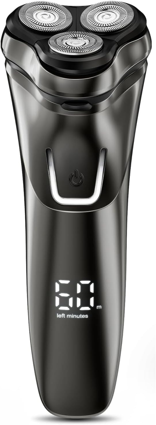 Electric Razor for Men Cordless: Wet/Dry Rotary Shaver Waterproof - USB Fast Charging & Sensitive Skin Care - Pop up Trimmer & Precision Blades