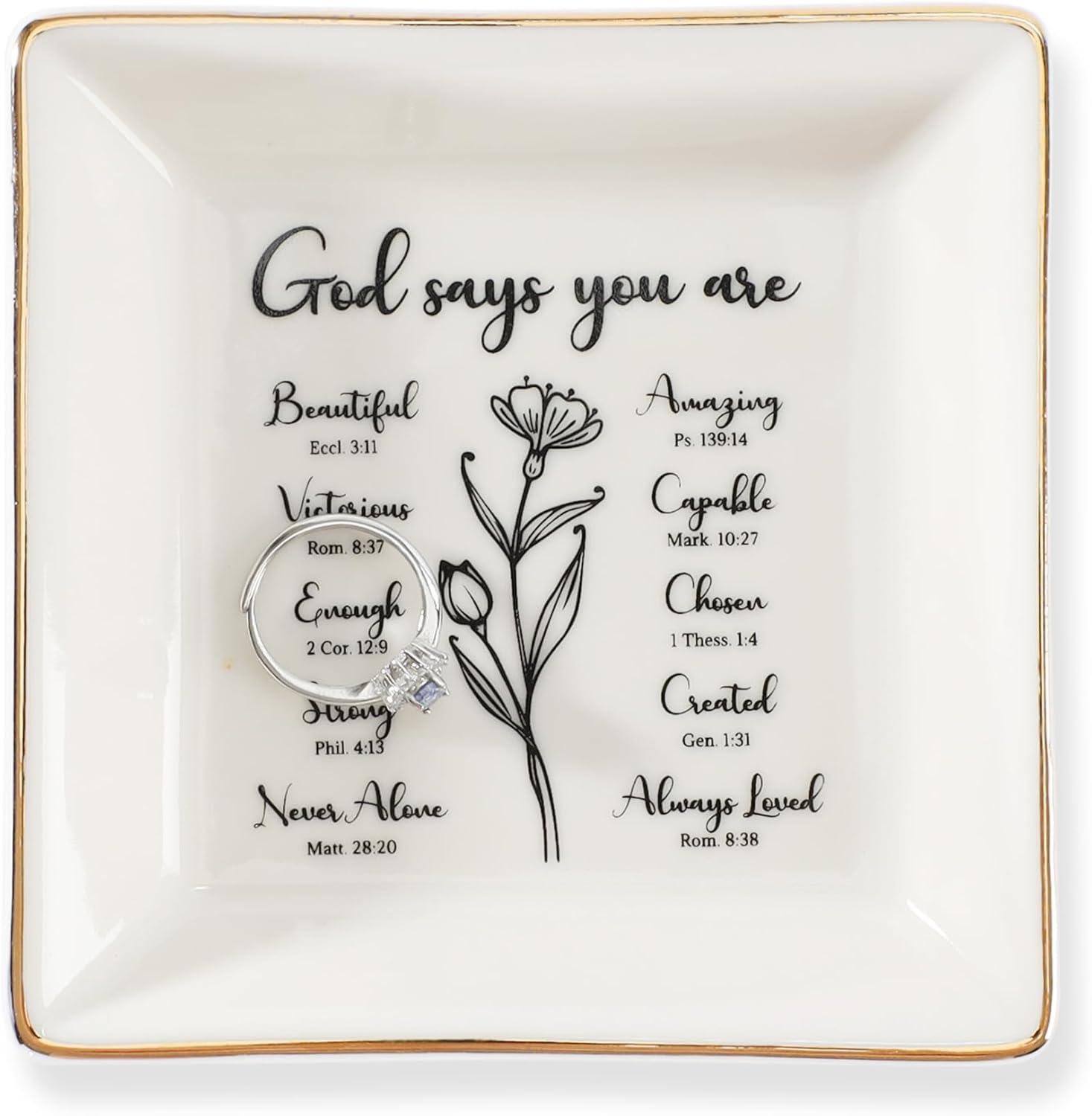 HOME SMILE Ceramic Ring Dish Jewelry Tray for Mom Sister Friends