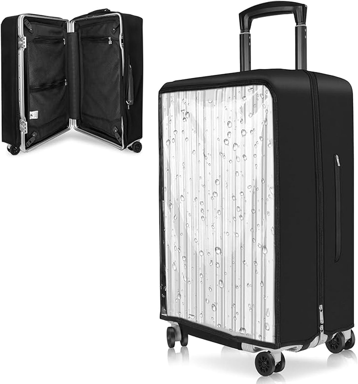 Yotako Upgraded Double Zippered Suitcase Cover - 28 Inch Clear PVC Suitcase Protector Waterproof Scratch-Resistant Luggage Cover with No Disassembly
