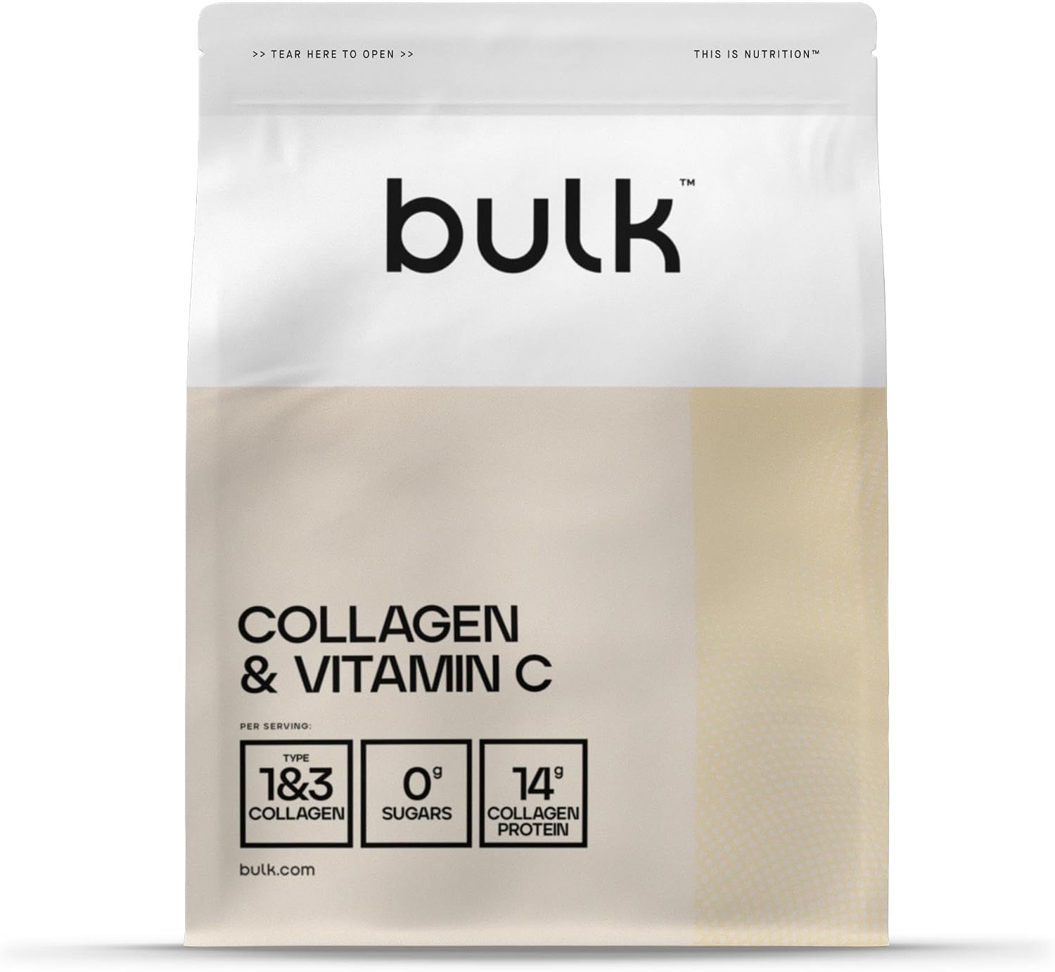Bulk Collagen Powder with Peptides and Vitamin C, Smooth, 500g | Hydrolysed Bovine Collagen, Joint & Skin Routine, Unflavoured, Easy Mixing
