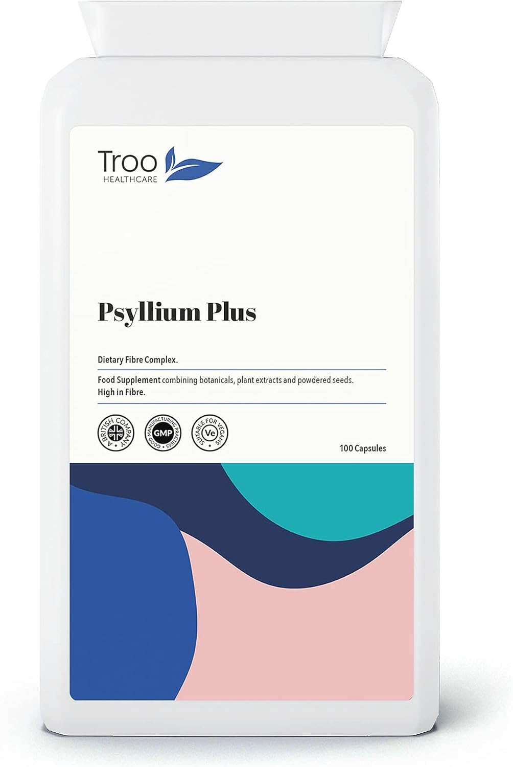 Troo Health Care Digest-Flow Psyllium Plus Dietary Fibre Complex - 100 Capsules | Soluble and Insoluble Fibre Blend | UK Manufactured to GMP Standards