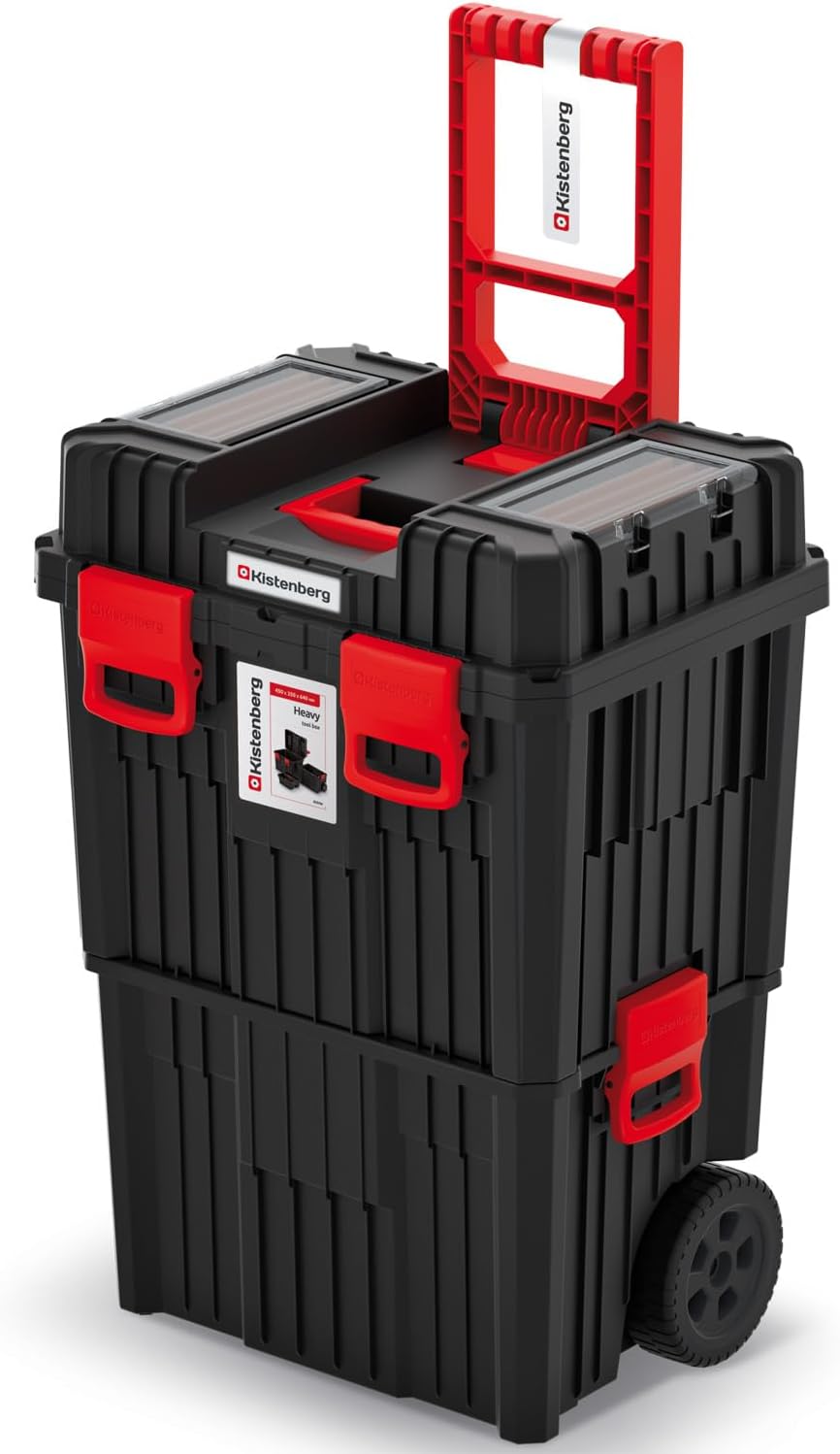 Rolling Workshop Tool Box with Clamping Fasteners Modular Reinforced Wall Structure 45 x 36 x 64 cm (with Plastic Closure)