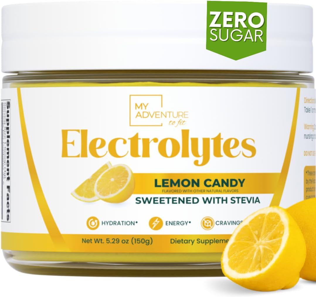 Zero Sugar - Lemon Candy Electrolytes Powder - Refreshing Hydration - Caffeine Free Energy with All Natural Ingredients - Vegan, Keto & Paleo - Sugar Free Electrolytes Powder Drink Mix - 37 Servings