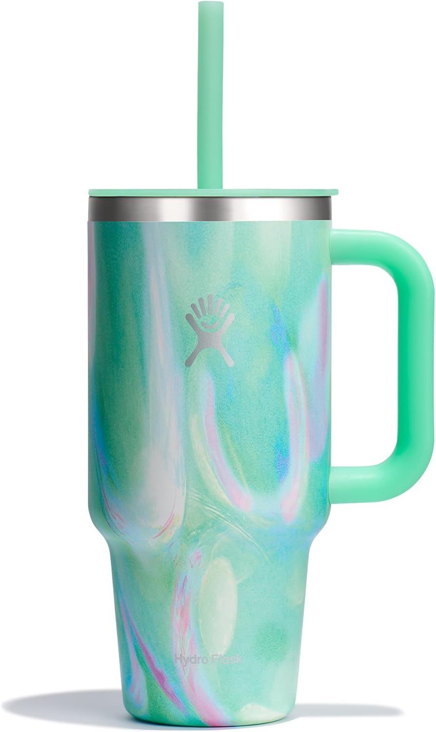 HYDRO FLASK - Travel Tumbler 946 ml (32 oz) with Closable Spill Proof Press-In Lid - Stainless Steel Double Wall Vacuum Insulated - Jelly Green