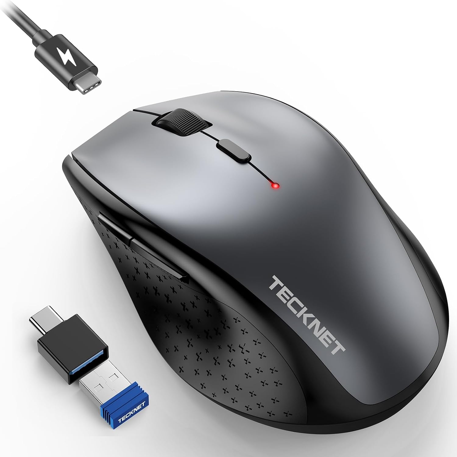 TECKNET Rechargeable Mouse with Jiggler, 2.4G Connection with USB-C Adapter