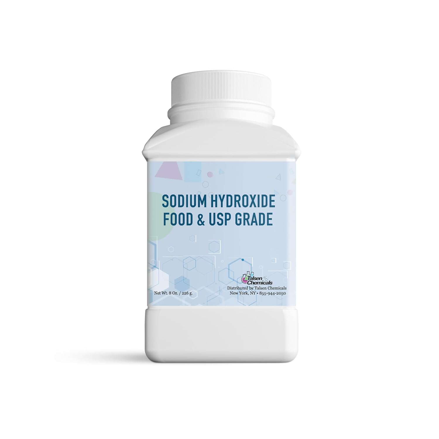 Sodium Hydroxide (8 Ounce / 226 Grams) Sodium Hydroxide (Lye, Caustic Soda) Food and USP Grade for Soaps and Detergents, Water Treatment, Cleaners for Food Prep by Talsen Chemicals