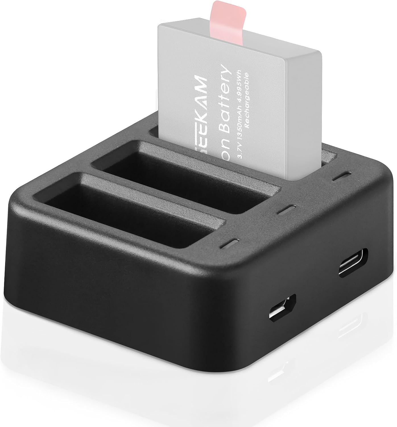 GEEKAM Action Camera Battery Charger, 3 Channel Charger Compatible for AKASO EK7000/Dragon Touch/Campark/Crosstour/APEMAN/EKEN/COOAU/Apexcam/SJ4000/PG1050/PG900/S009R Battery