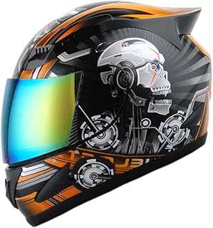 1Storm Motorcycle Bike Full Face Helmet Mechanic Skull: HJDJ11