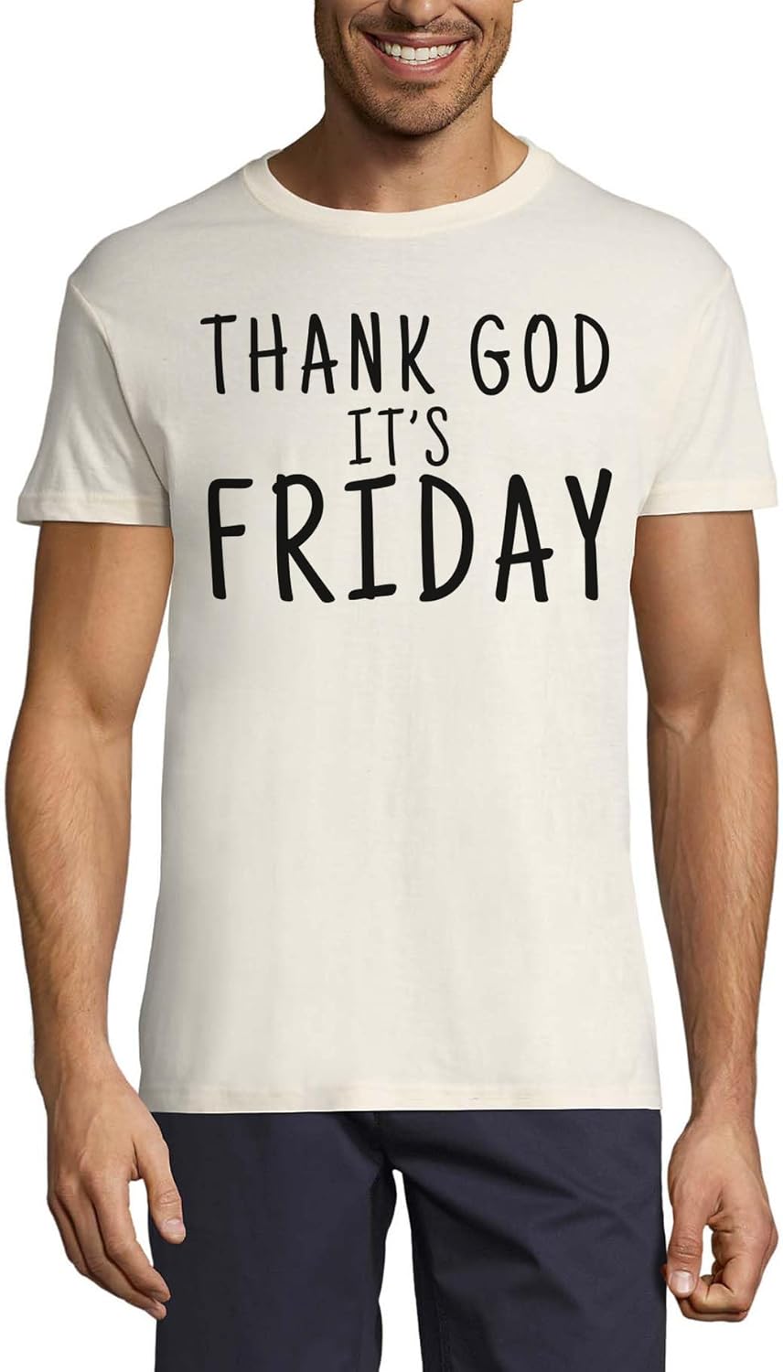 Thank God It's Friday Crew Neck Cotton Men's T-Shirt Natural