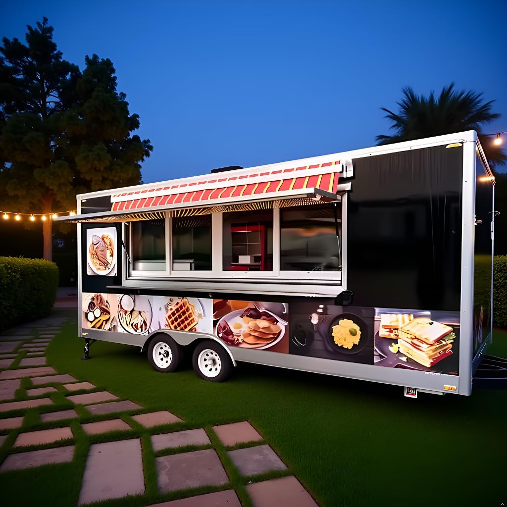 Food Trailers for Sale, Mobile Food Truck Trailer with Custom Full Kitchen Equipment, Ice Cream Cart for Business Hot Dog Cart Small Foods Trailer