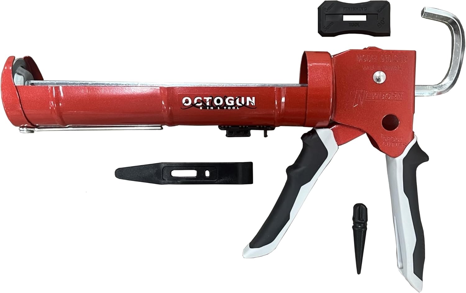 Newborn Octogun 930-GTD Drip-Free Caulking Gun - Gator Trigger Grip | Fits 1/10 Gallon Cartridge |10:1 Thrust Ratio | Smooth Hex Rod Cradle with Built-in Smoother Tool | Scraper & Plug Included