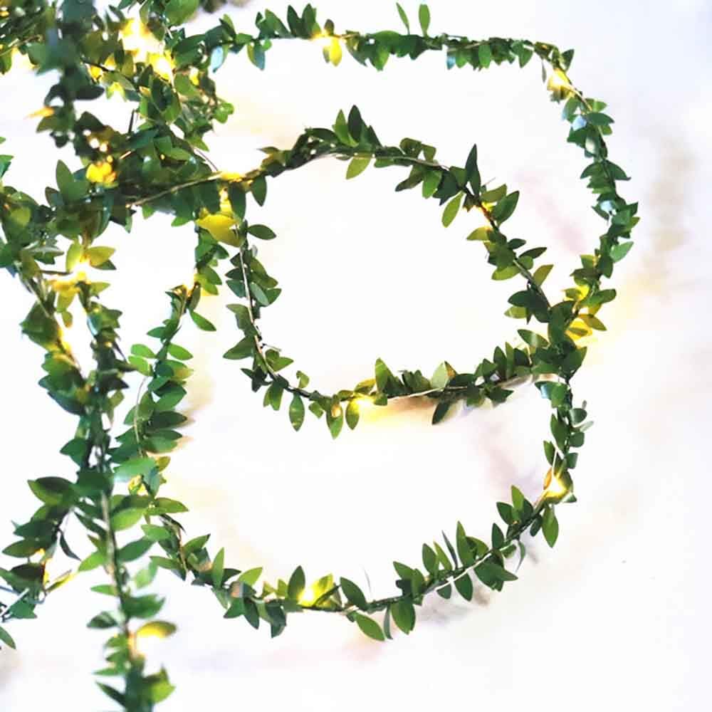 Kitstar 100LEDs Green Garland Tiny Leaf Vine String Light Timer Function Wedding Party Christmas Holiday New Year Patio Decoration 33ft, Battery Operated, Indoor, UL588 Approved