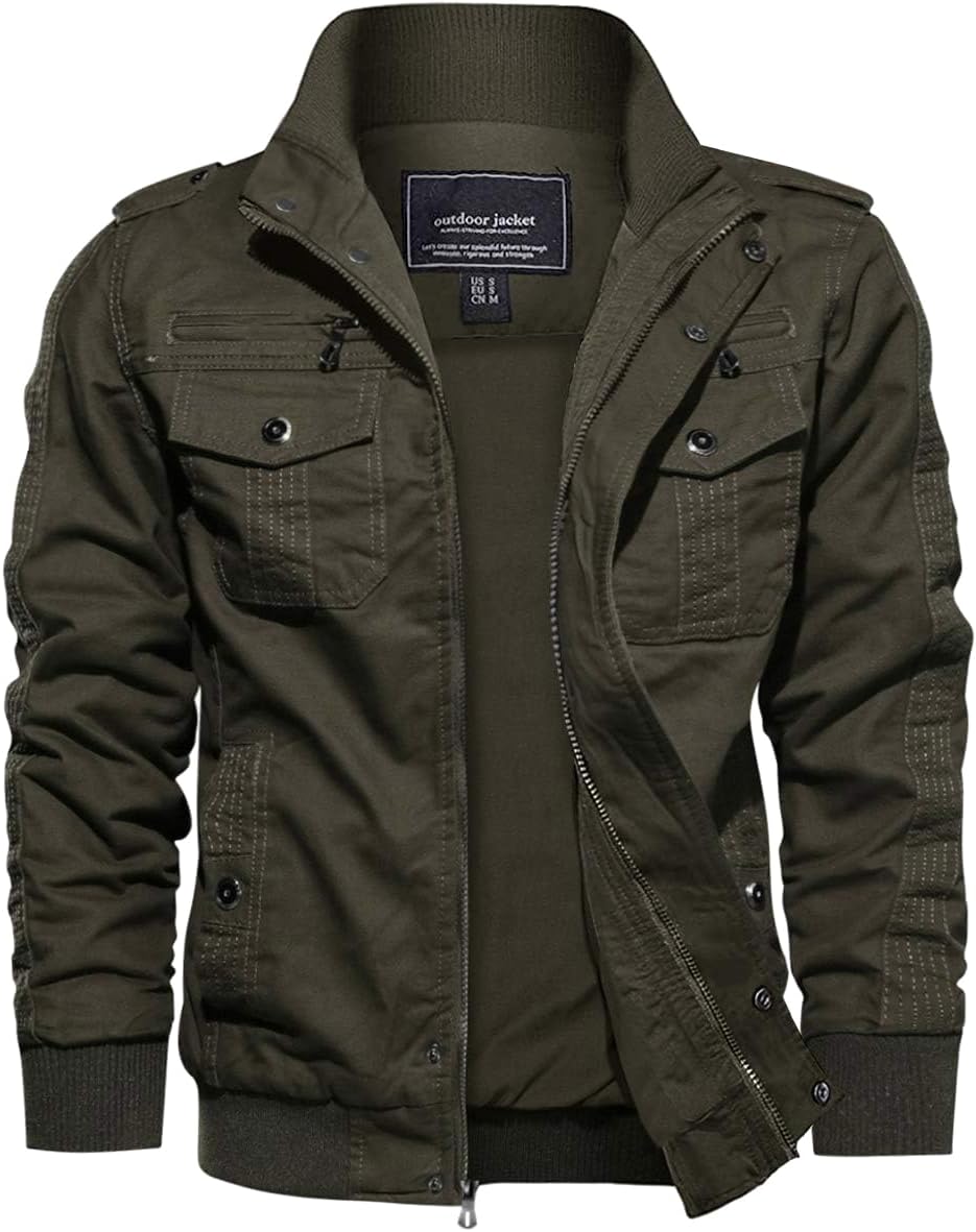 EKLENTSON Men's Military Jackets Cargo Lightweight Coat