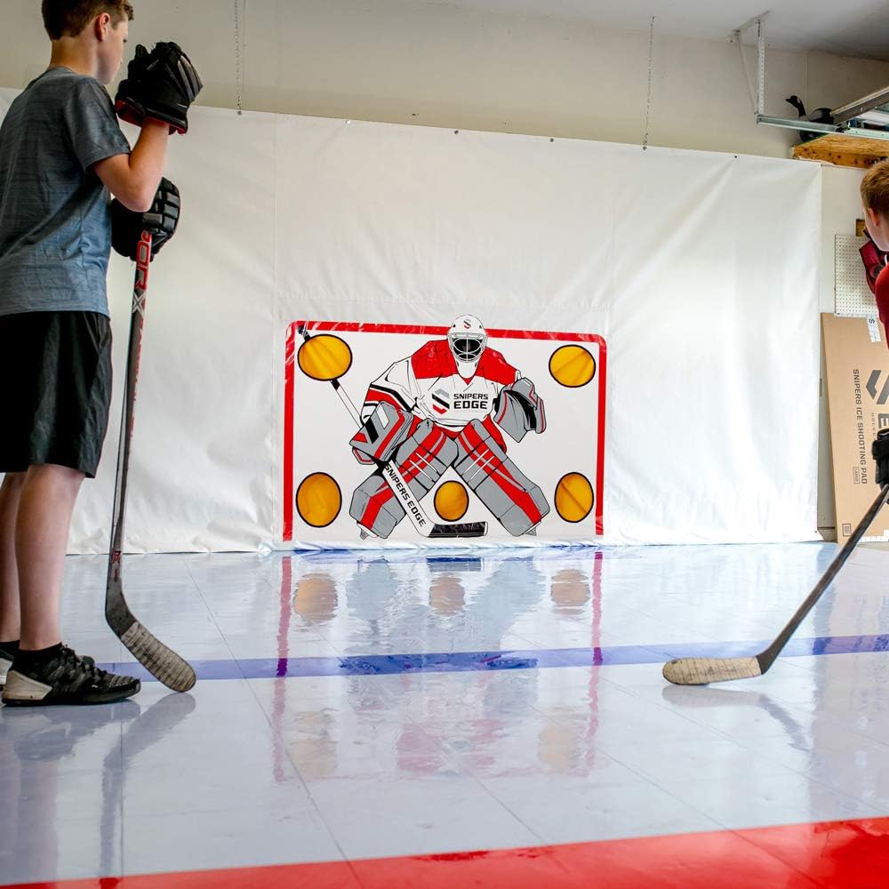Snipers Edge Hockey Shooting Tarp – Tarp Made of Heavy Duty Vinyl – Develop a Stronger Slap and Wrist Shot Without Damaging Drywall or Breaking Windows