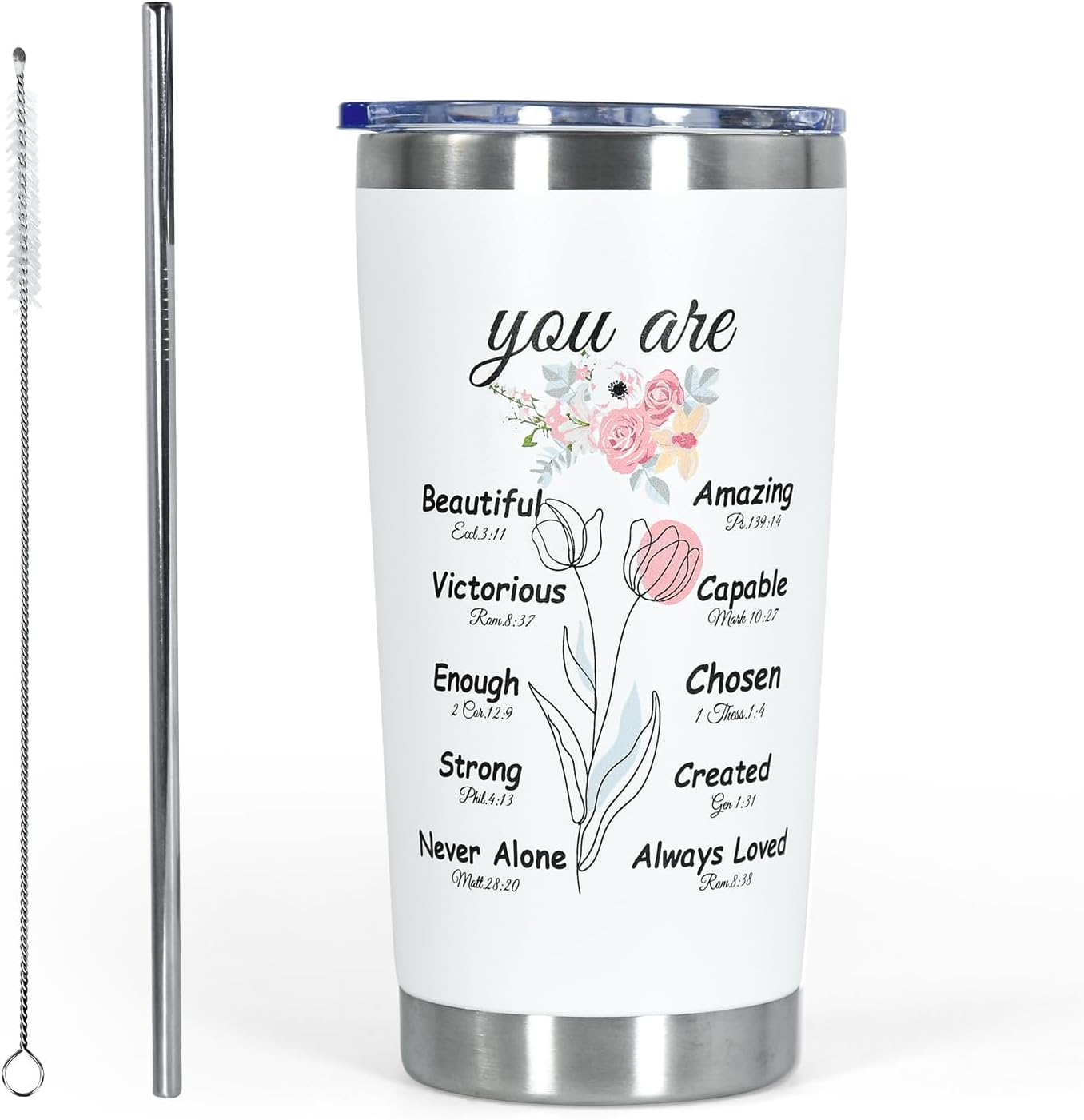 Christian Gifts For Women Tumbler, Birthday Gift For Women, Unique Religious Gifts Thank You Gifts For Mom Wife Friends Sister Female - 20 OZ Stainless Steel Tumbler