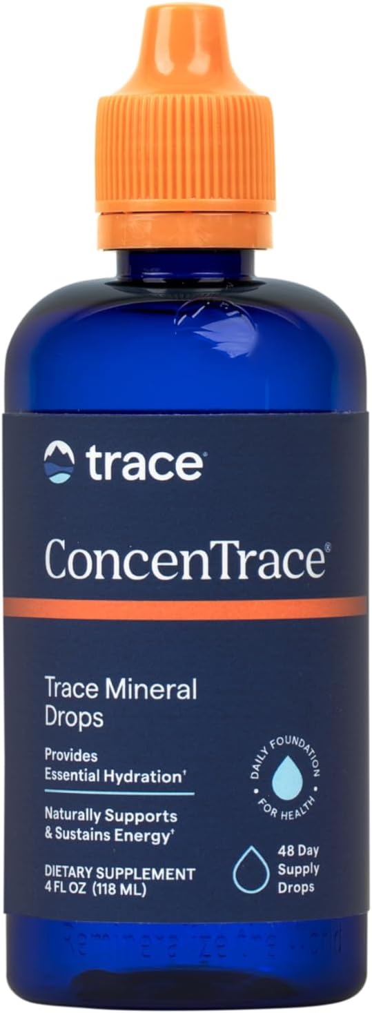 Trace Minerals ConcenTrace Trace Mineral Drops - Liquid Supplement for Bone & Joint Support - Aids Hydration & Electrolyte Restoration - Unflavored-Original, 4 fl oz (48 Servings)