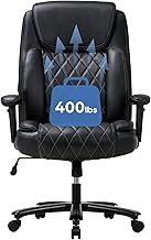 Big and Tall Office Chair 400lbs-Leather Executive Chair for Heavy People, Computer Desk Chair, Large Office Chair with Wide & Thick Seat Black.