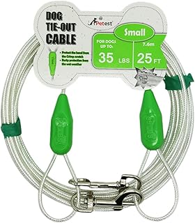 Petest 25ft Reflective Tie-Out Cable for Small Dogs Up to 35 Pounds