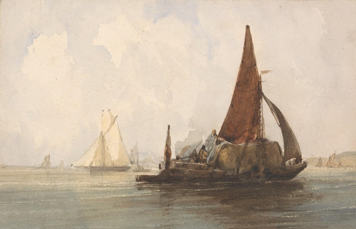 Hay Barge in a Calm Sea Poster Print by Charles Bentley (24 x 36)