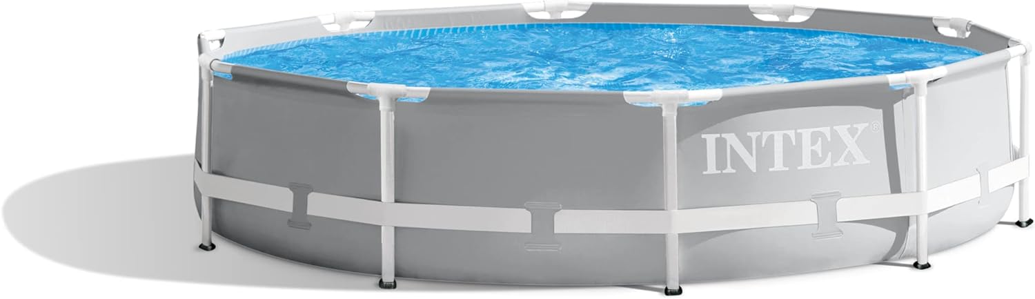 INTEX 26701EH Prism Frame Premium Above Ground Swimming Pool Set: 10ft x 30in – Includes 330 GPH Cartridge Filter Pump – SuperTough Puncture Resistant – Rust Resistant – 1185 Gallon Capacity