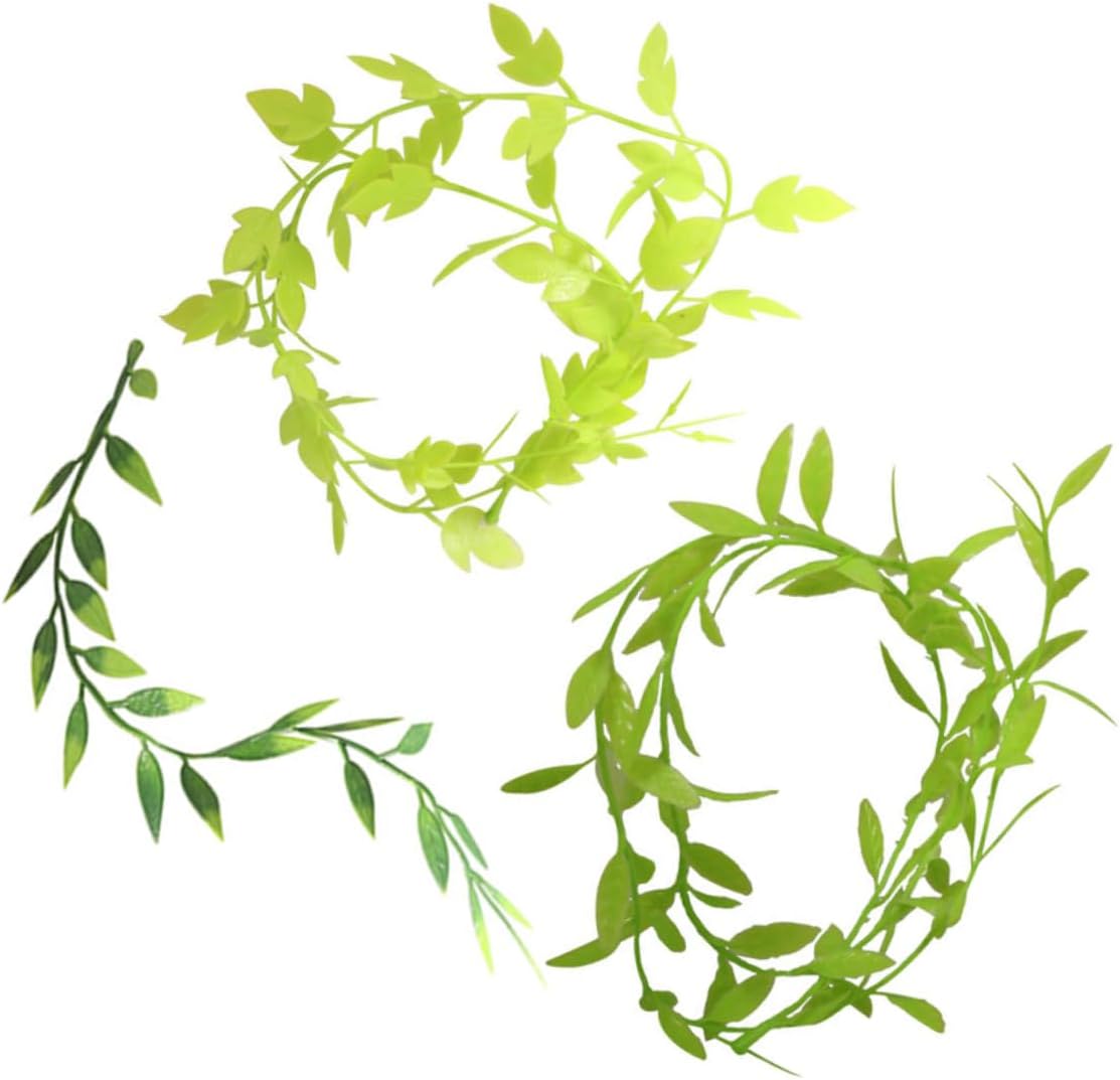 minkissy 3pcs Miniature Artificial Leaf Vines Realistic Dollhouse Plants Long Faux Greenery for Fairy Garden Home Wall Wedding Party Decor