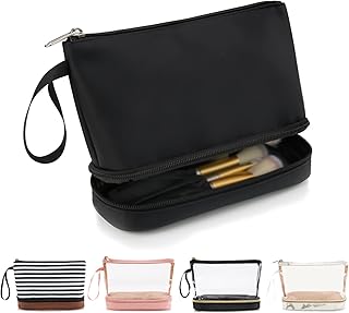 Ethereal Makeup Bag for Purse, Small Travel Makeup Organizer Bag for Women Daily Double Layer Cosmetic Bag Portable Makeup Brush Bags