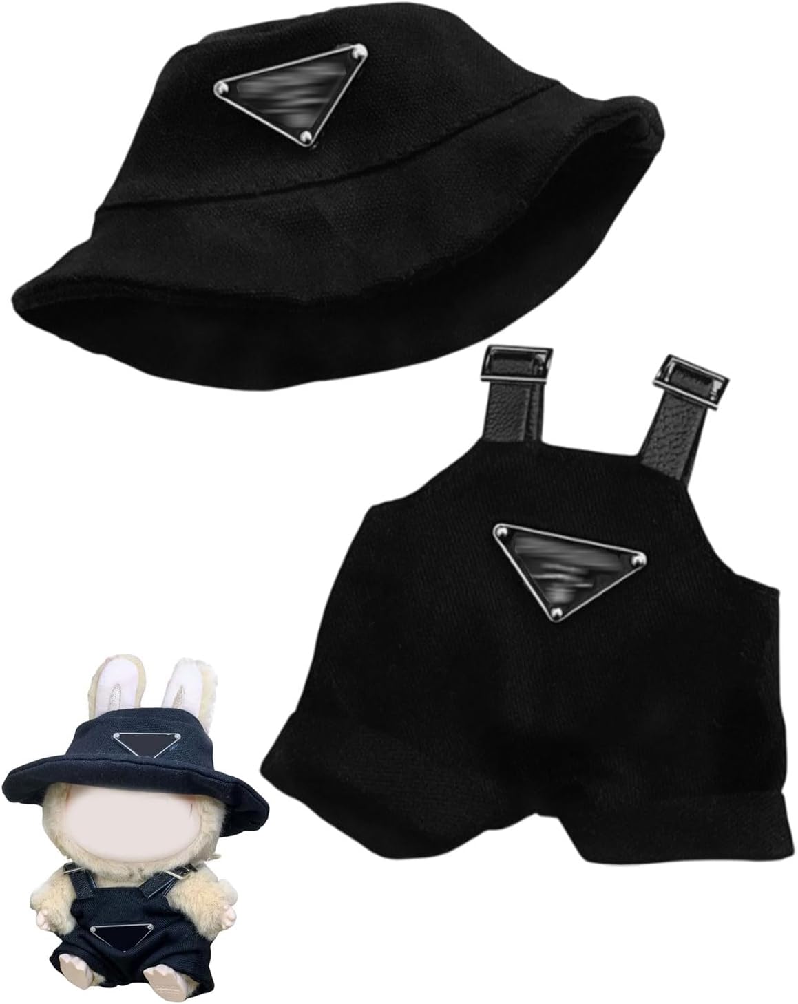 IPNSDON 1hat+1romper 17cm lububu Doll Clothes Set for 17cm lbubu Accessories Suit no Doll only Clothes (black)