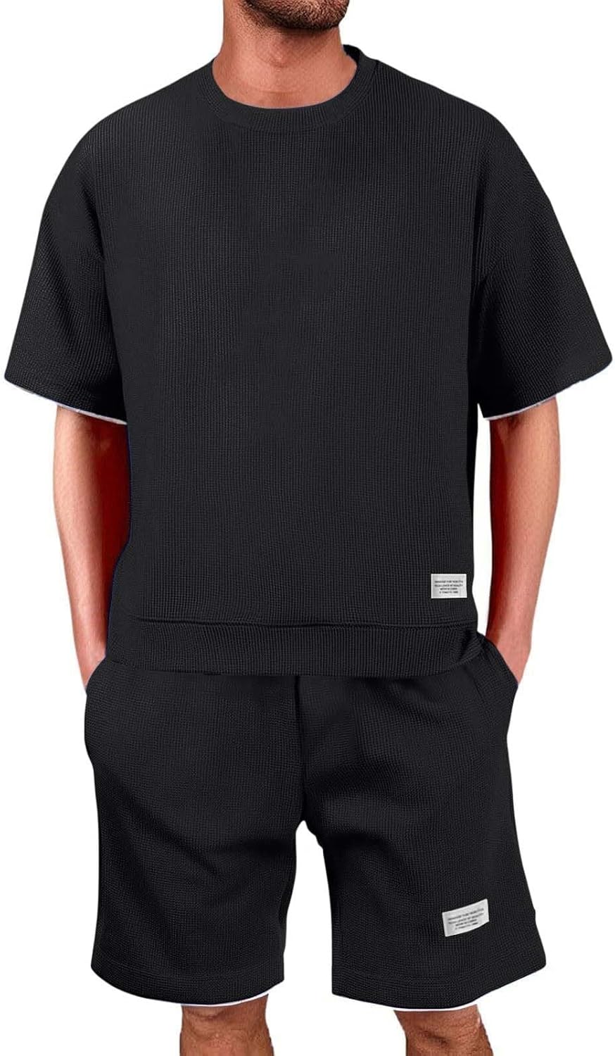 Tracksuit Mens Full Set Outfits Tracksuit Suit Set 2 Piece Crew Neck Shirt & Short Lapel Activewear Sweatsuits Athletic Jumper Drawstring Jogging Short Suit Hawaii Beach Running