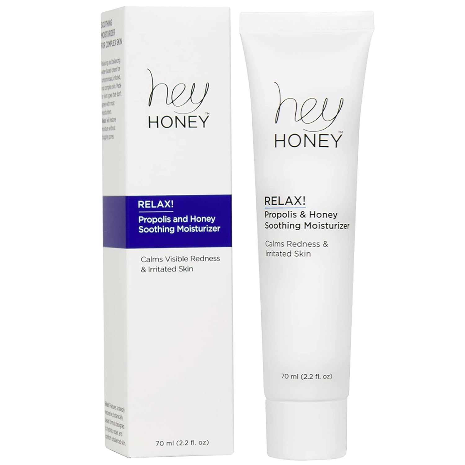 Hey Honey Skincare Relax, Fast Acting Rosacea Treatment & Redness Relief - Dermatologically Tested Calming Moisturizer For Sensitive Skin Oil- Free with Honey & Propolis Anti-Aging Benefits | 2.2 Oz