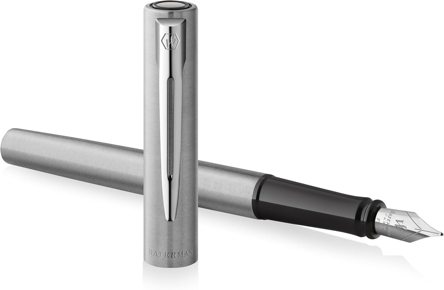 Waterman Allure Fountain Pen | Brushed Chrome | Fine Nib | Black Ink | Gift Boxed