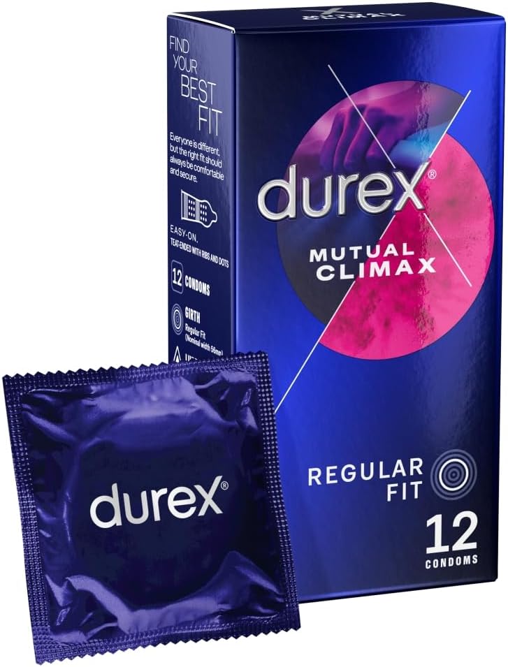 Durex Mutual Climax, 12 Condoms, Regular Fit, With Performa Silicone Lube
