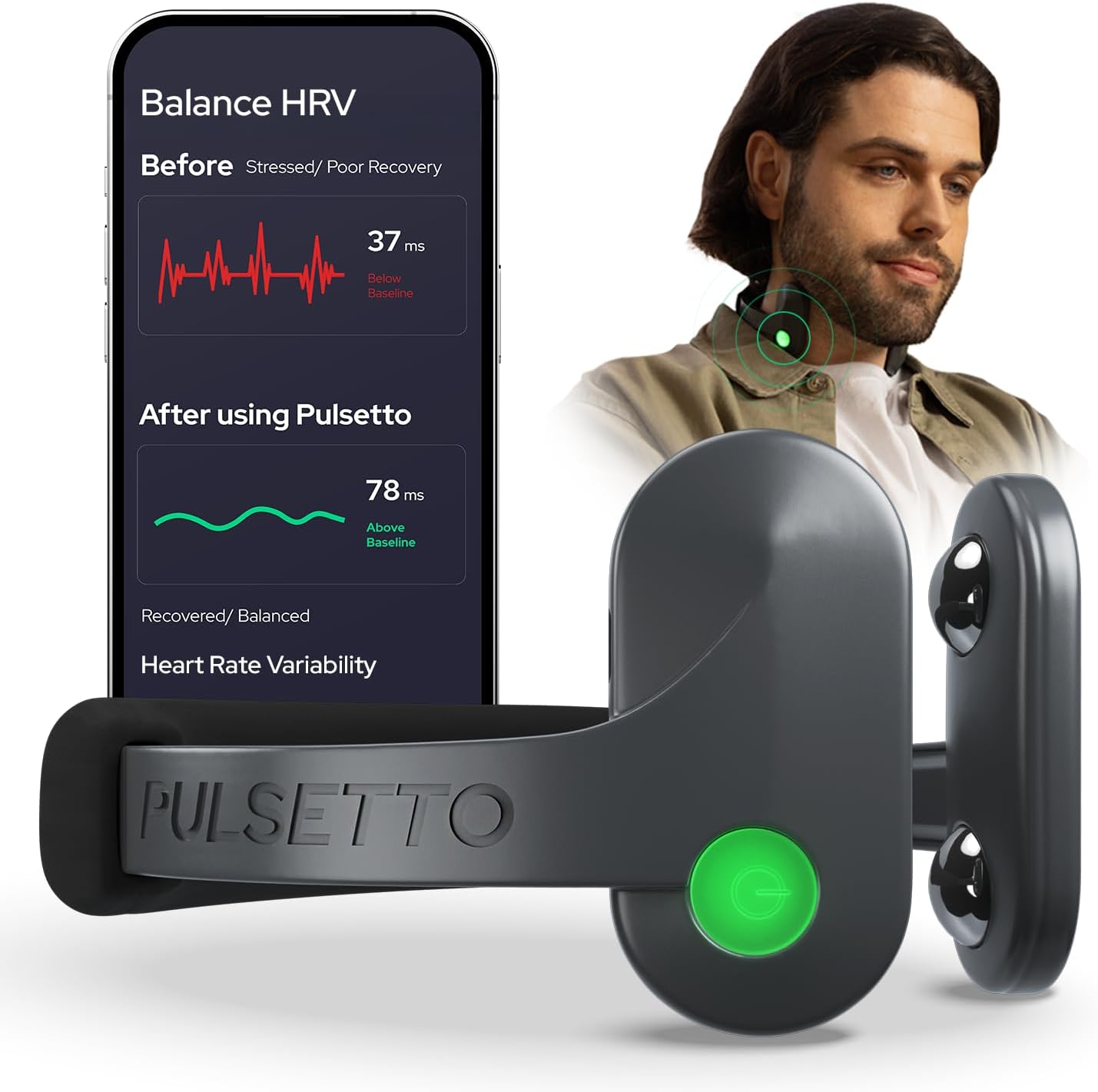 Pulsetto Vagus Nerve Stimulator for Better Sleep & Stress Relief | Sleep Aid Device for Adults | Personalized Relaxation Wearable for Long-Term Wellness | Sleep Device