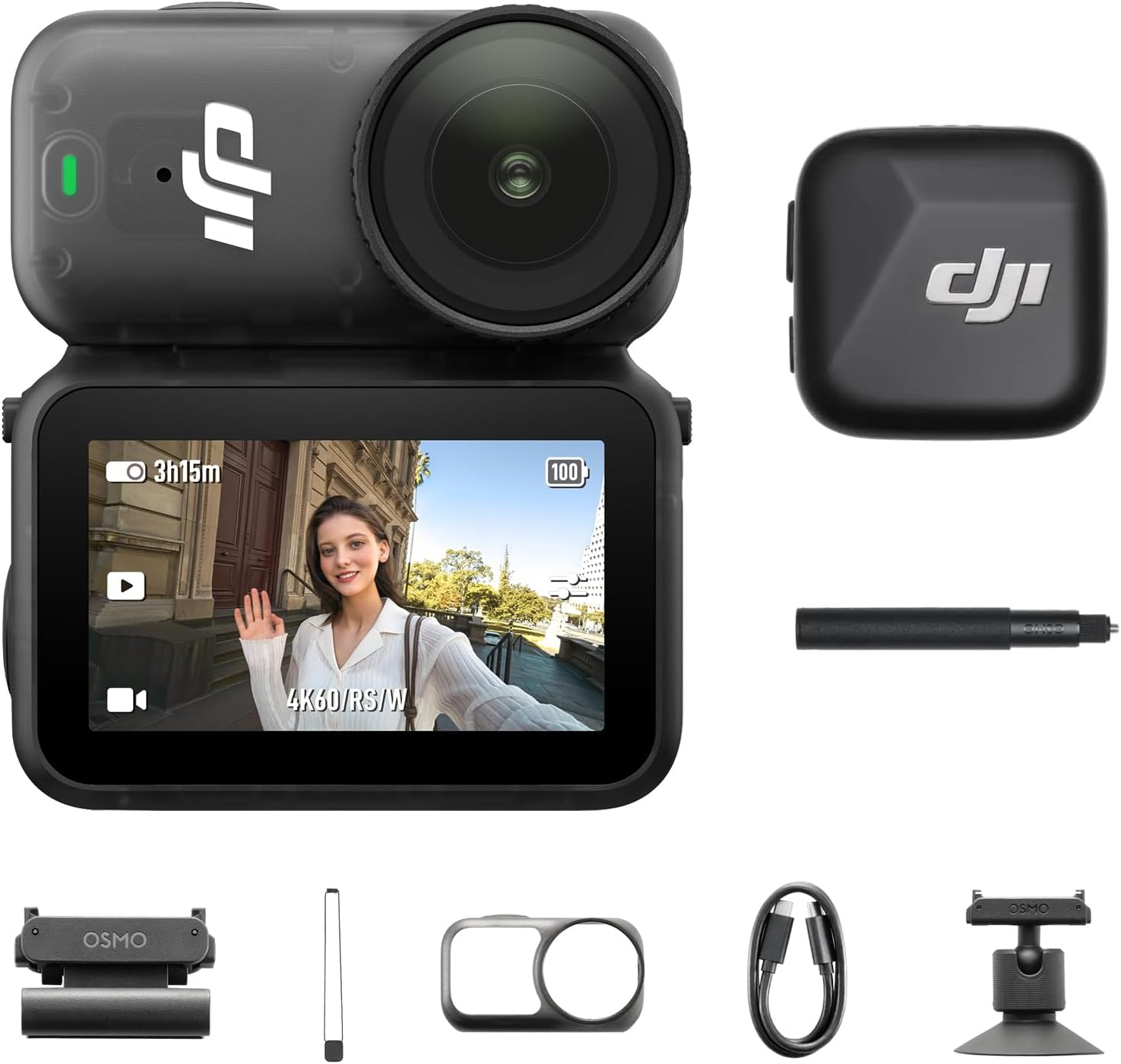 DJI OSMO Nano Vlog Kit (128G), Small 4K/60fps Vlogging Camera with a 1/1.3″ Sensor, 143° Wide FOV Video, 200-Min Recording, Swift Content Transfer, Magnetic POV Cam 4K for Sports, Vlog