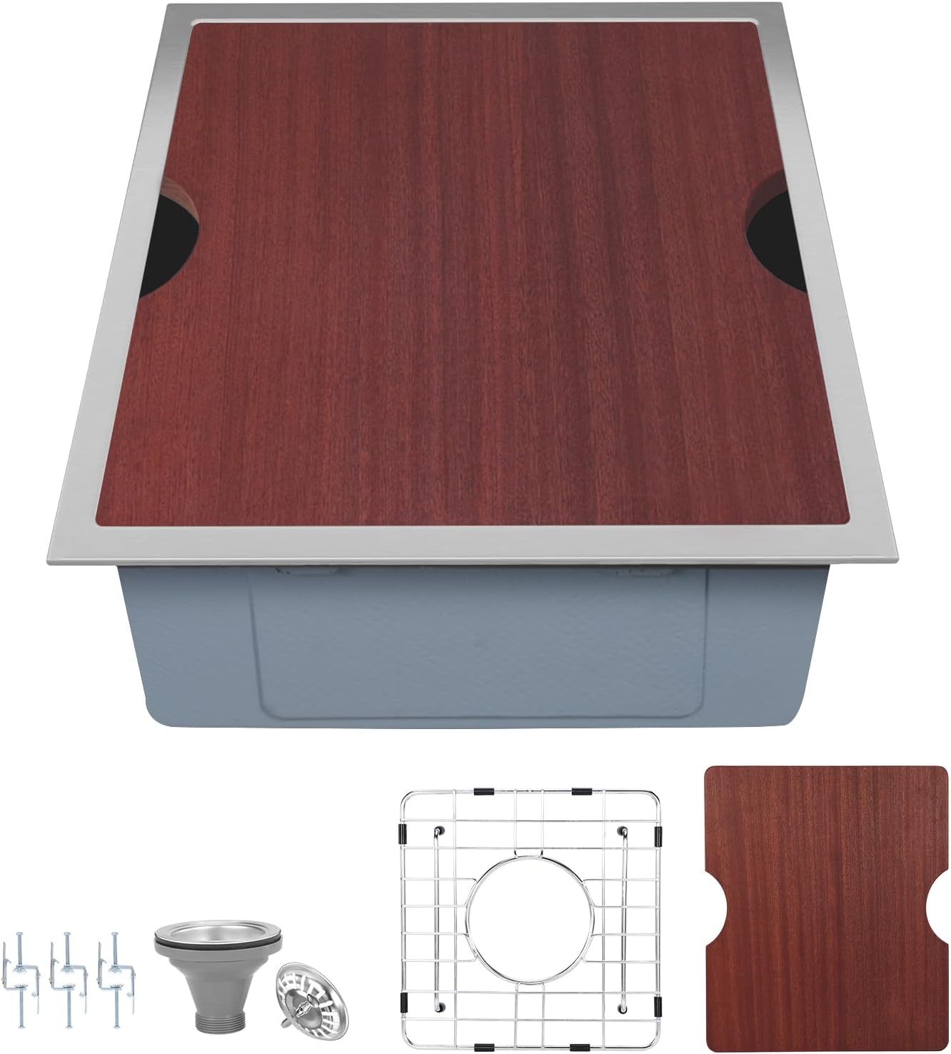 13 x 15 Undermount Bar Sink Workstation, 18 Gauge Stainless Steel Bar Small Sink - 9 Inches Deep Basin Single Bowl with Accessories