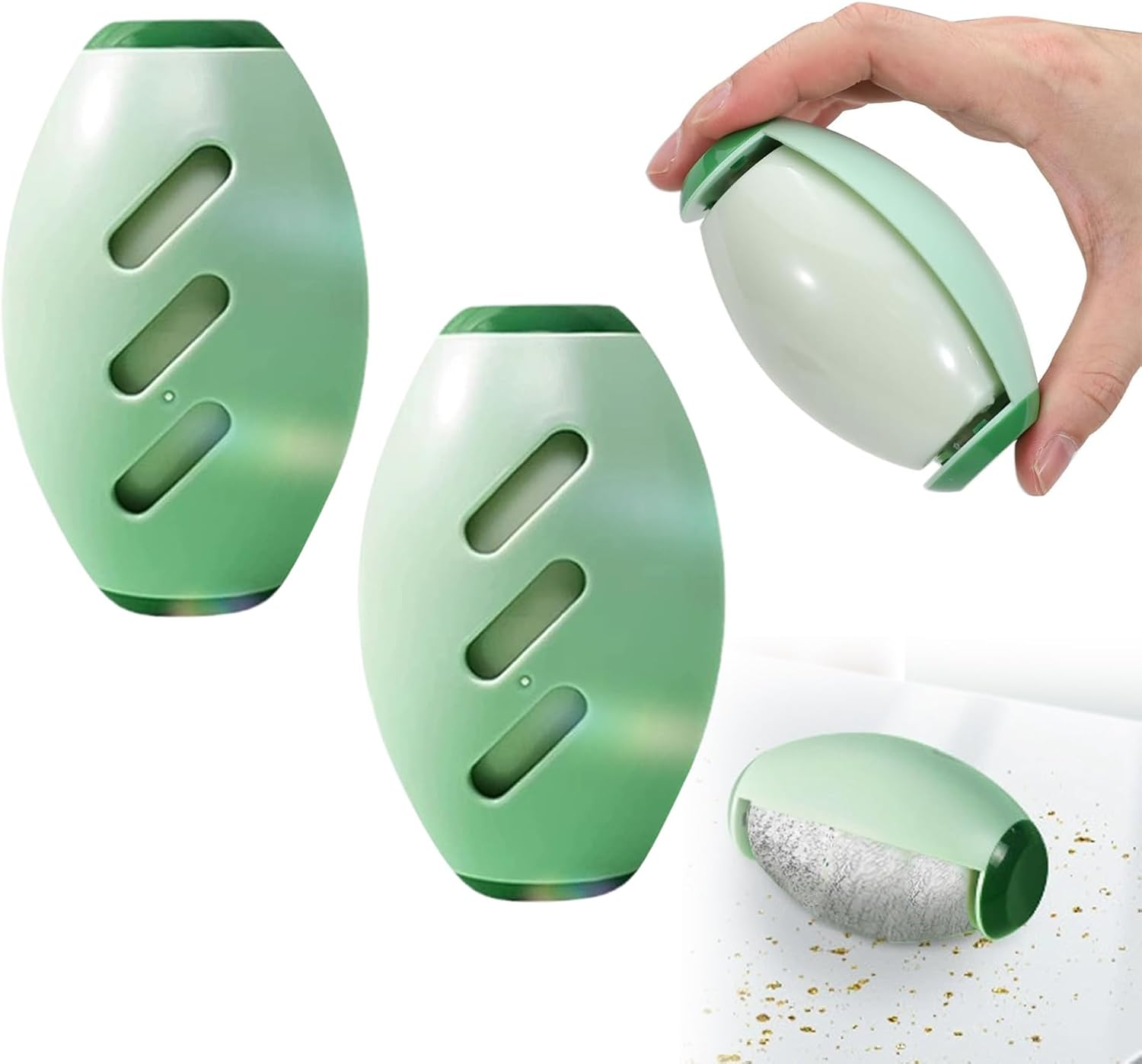 2 Pcs Reusable Lint Roller, Washable Pet Hair Remover, Silicone Sticky Roller Portable Lint Roller Sticky Gel Lint Rollers Ball Animal Fur Removal Tool for Clothes, Travel, Home (Green)