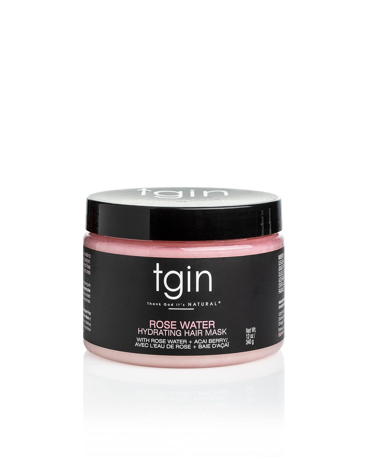 tgin Rose Water Hydrating Hair Mask – Deep Conditioning Hair Mask & Curl Definition – Hairmask Infused with Rose Water & Acai Berries for Soft Curls – Without Parabens & Sulfates – 12 Oz